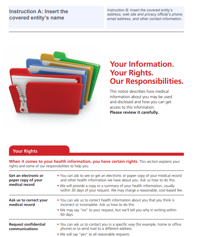 Generic HHS Notice of Privacy Practices – one-page template for healthcare providers