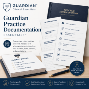 Guardian Practice Documentation Essentials customized policies, consents, notices, and client documentation for mental health practices.